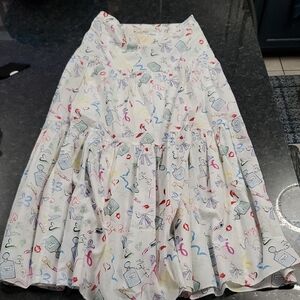 Maje Jupona White Multicolor Hearts/Lips/Bows/Lipstick Patterned Skirt